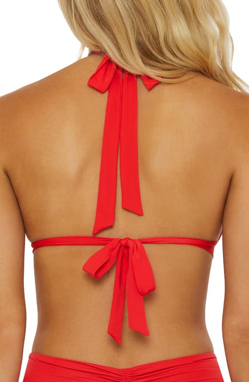 Isabella Rose Belmore Beaded Triangle Bikini Top In Crimson