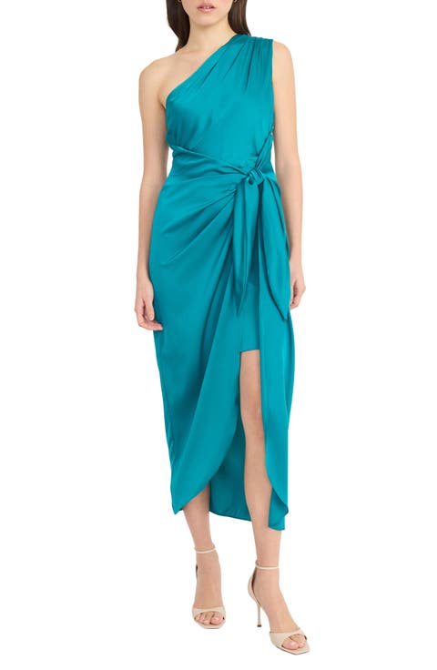 Draped Skirt One-Shoulder Dress