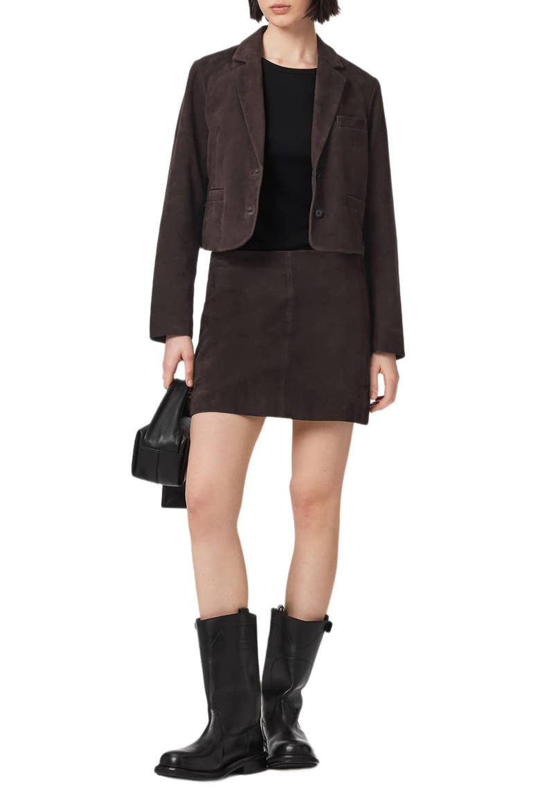 Apton Leather Blazer, Alternate, color, BITTER BROWN