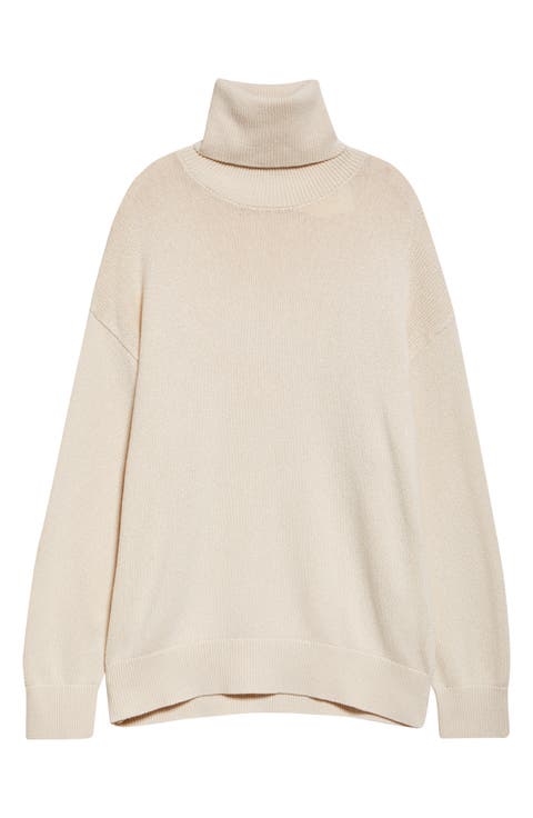 Longline Turtleneck Organic Cotton & Cashmere Sweater