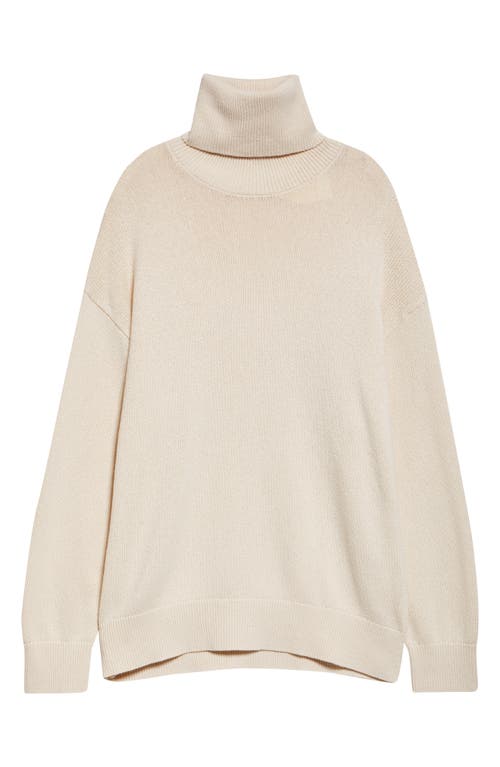 Totême Toteme Longline Turtleneck Organic Cotton & Cashmere Sweater In Neutral