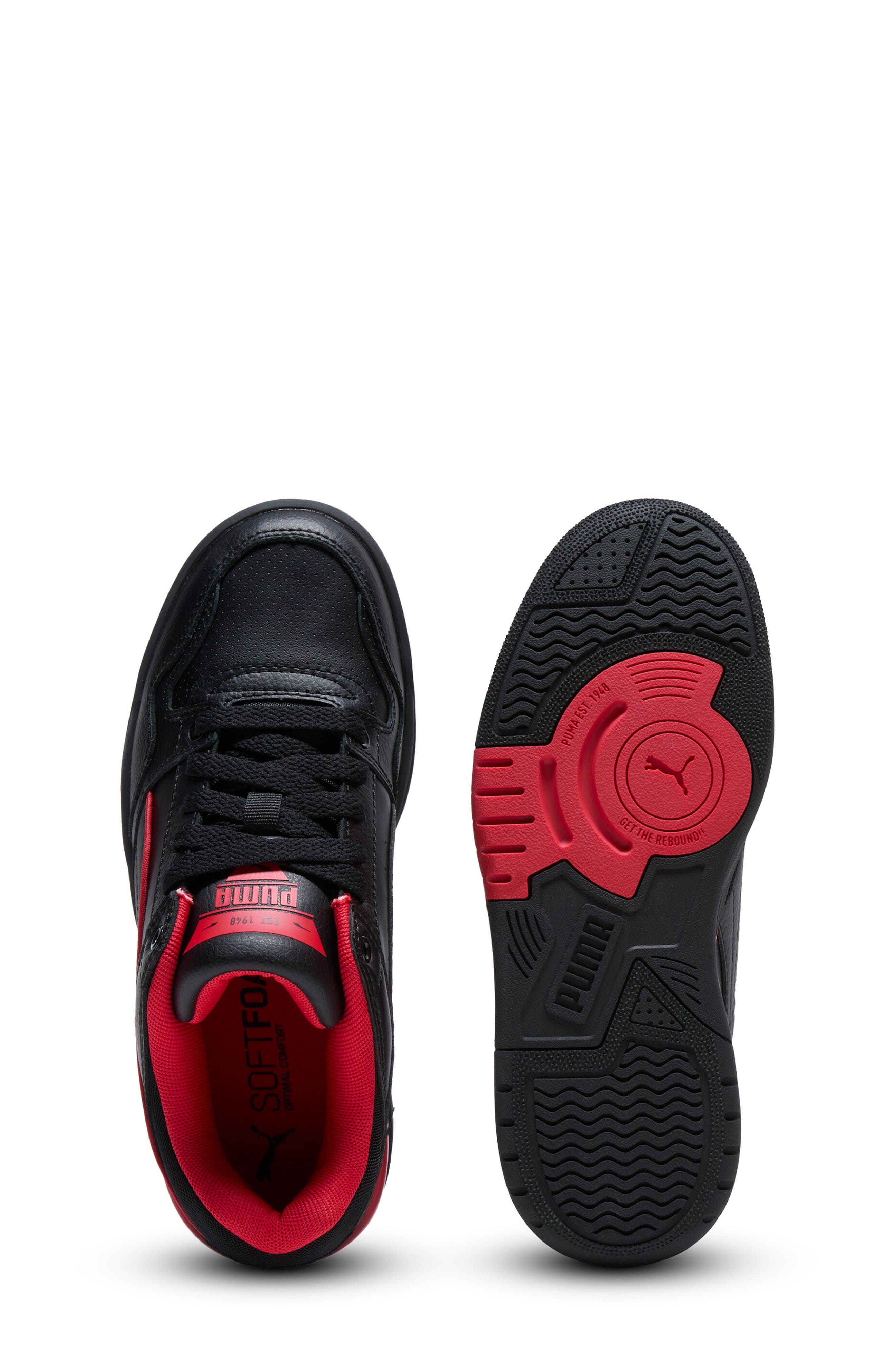 PUMA Kids' Rebound Retro Low Top Sneaker, Alternate, color, Puma Black/ For All Time Red