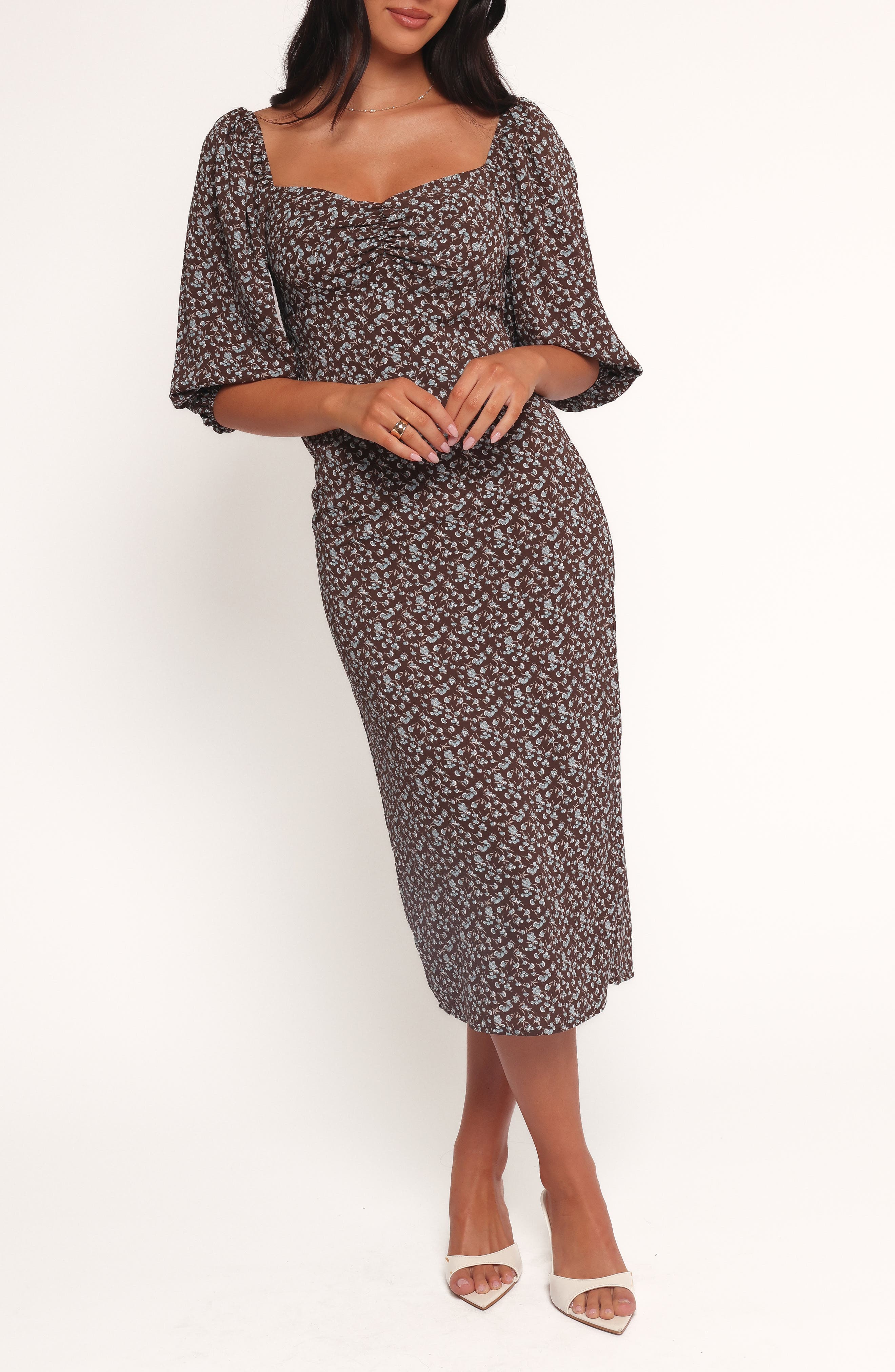 BROWN BLUE FLORAL
