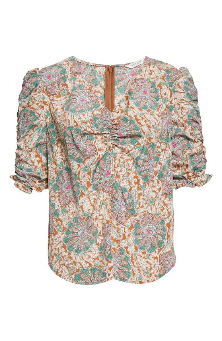 Veronica Beard Henrieta Scarf Print Stretch Silk Top, Alternate, color, 