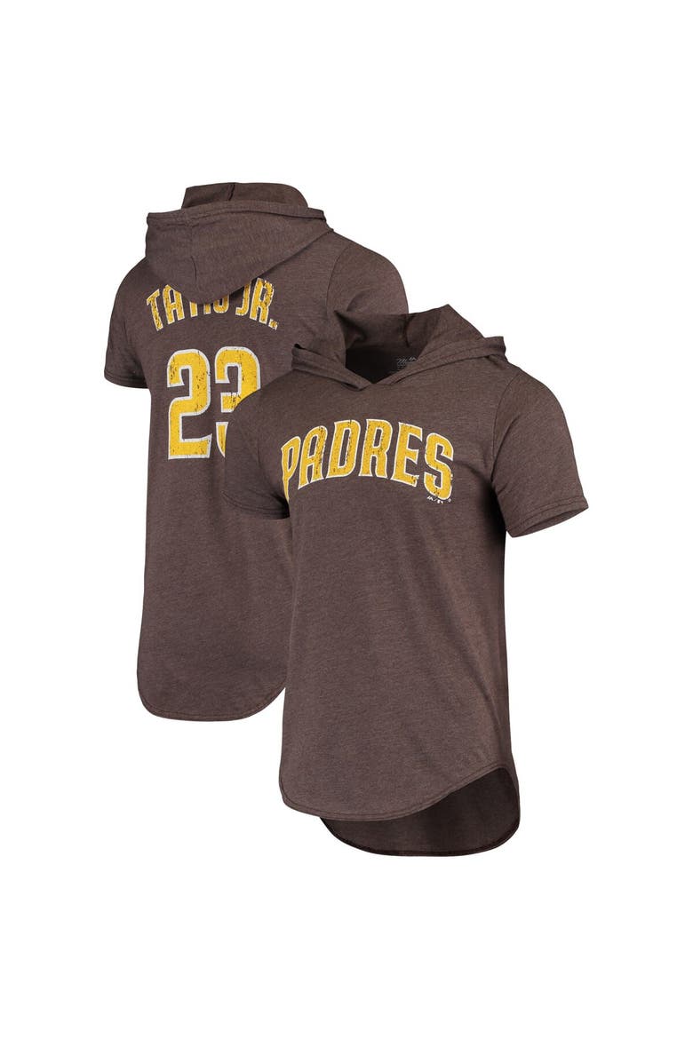 Men's Majestic Threads Fernando Tatis Jr. Heathered Brown San Diego Padres Softhand Player Tri-Blend Hoodie T-Shirt, Main, color, Brown