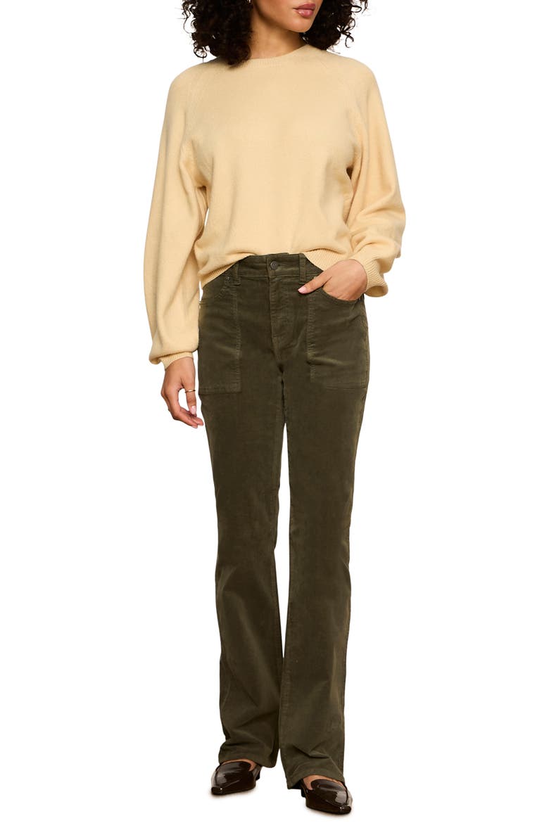 Play Date High Waist Stretch Cotton Corduroy Bootcut Pants, Alternate, color, KALAMATA GREEN