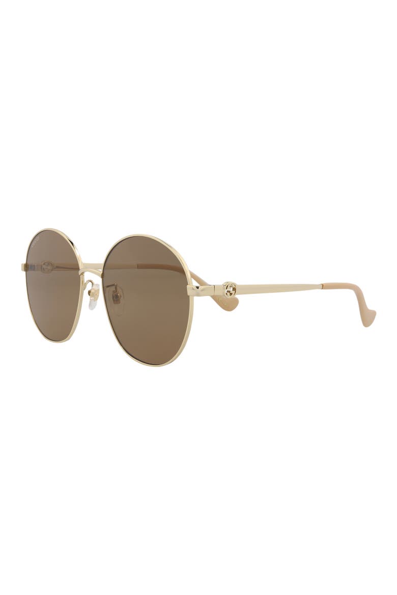 59mm Round Sunglasses, Alternate, color, GOLD GOLD BROWN
