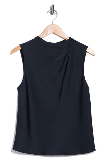 Vince Asymmetric Drape Sleeveless Top In Blue