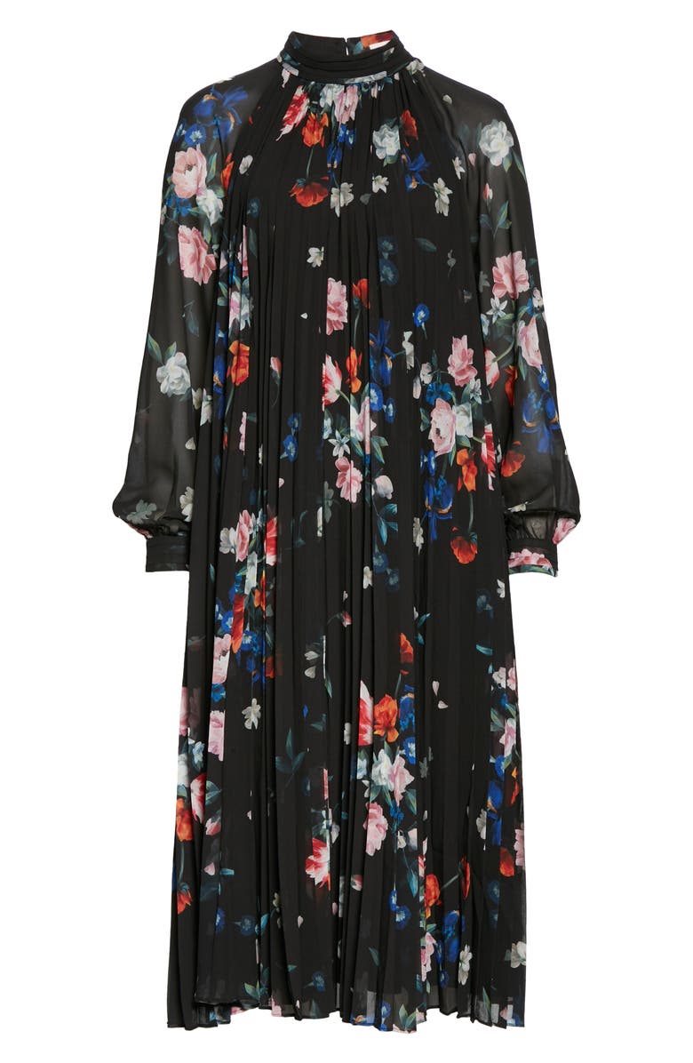 Ted Baker London Naniro Floral Pleated Long Sleeve Midi Dress, Alternate, color,