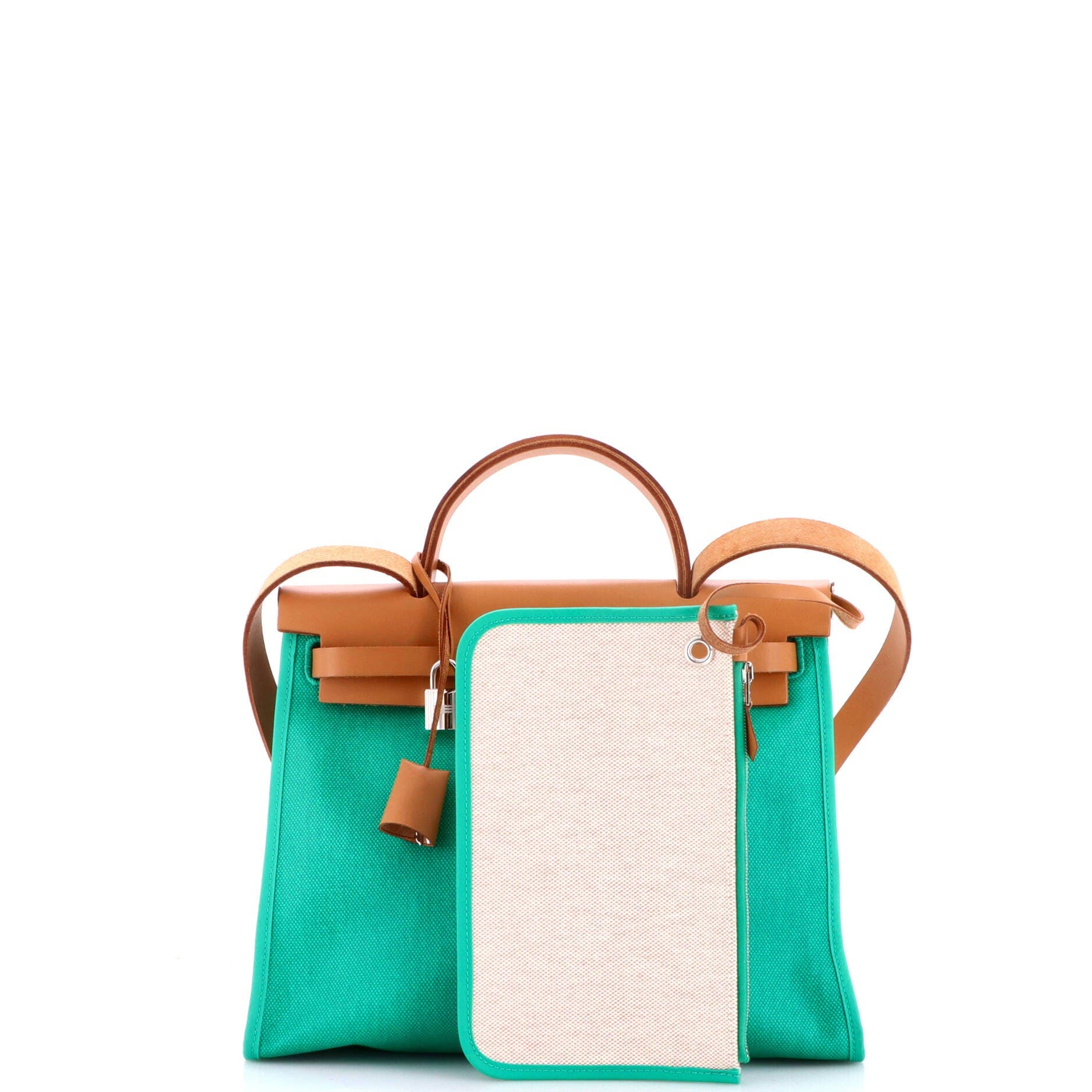 Herbag Zip Berline Vache Canvas and Leather 31, Alternate, color, Green