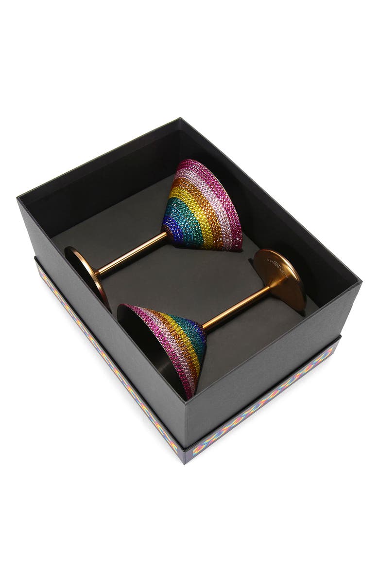 Kurt Geiger London Set of 2 Rainbow Crystal Martini Glasses  display picture 1
