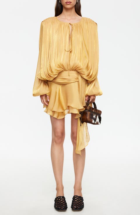 Elements Pleated Long Sleeve Minidress