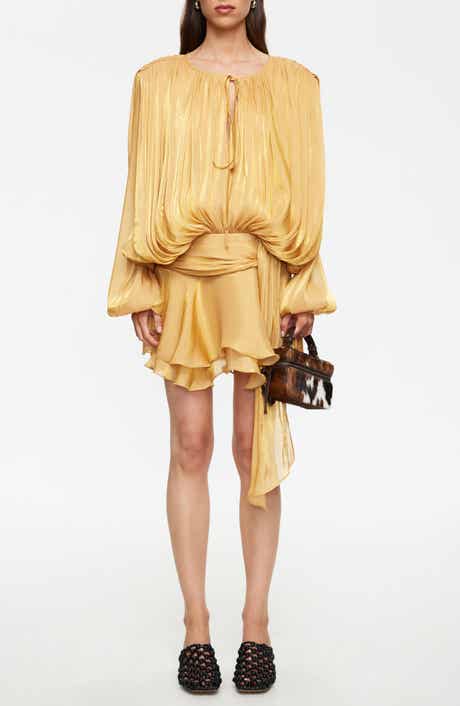 Elements Pleated Long Sleeve Minidress
