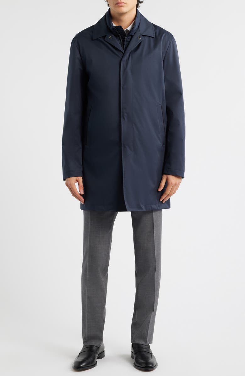 Canali Ultralight Waterproof Car Coat with Removable Bib, Alternate, color, Navy