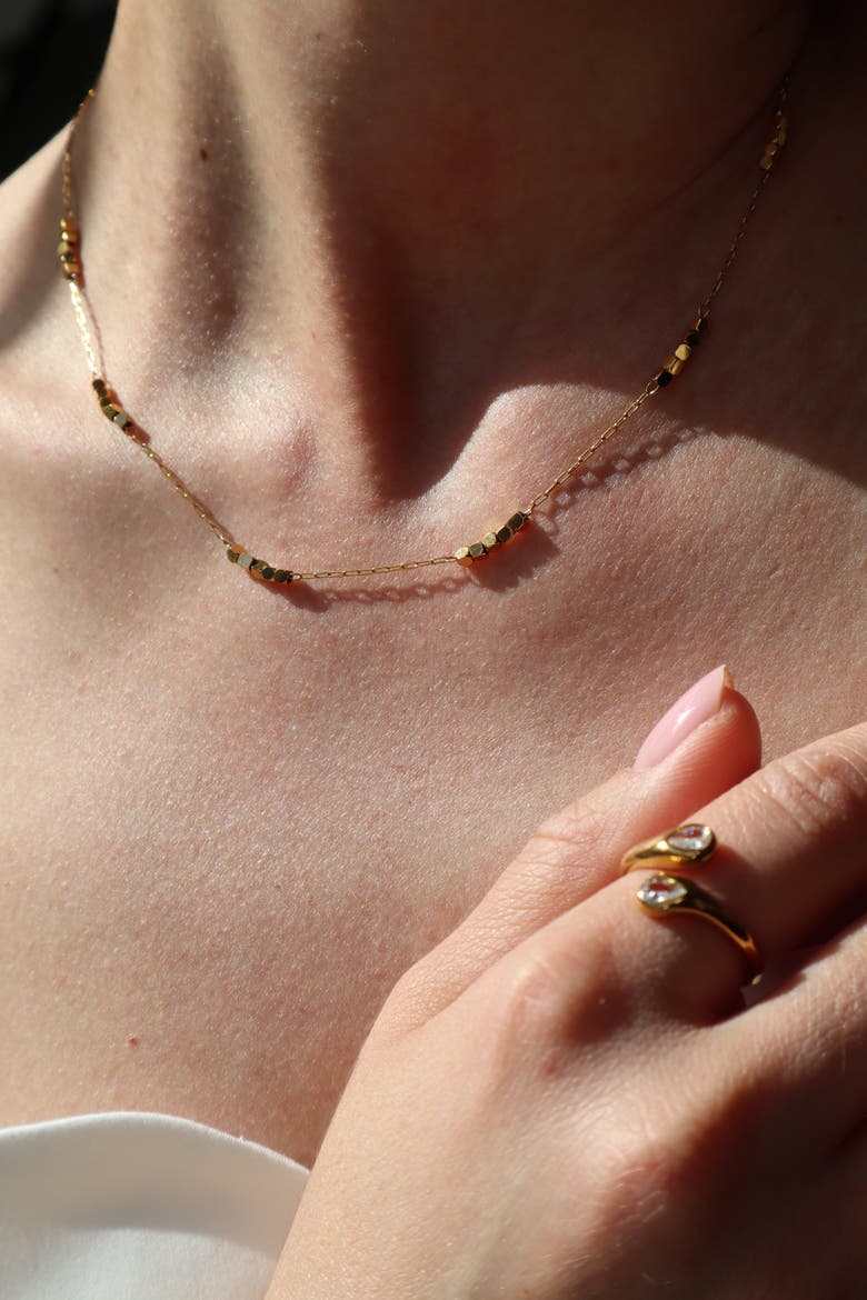 Gold Square Beads Choker, Alternate, color, Gold