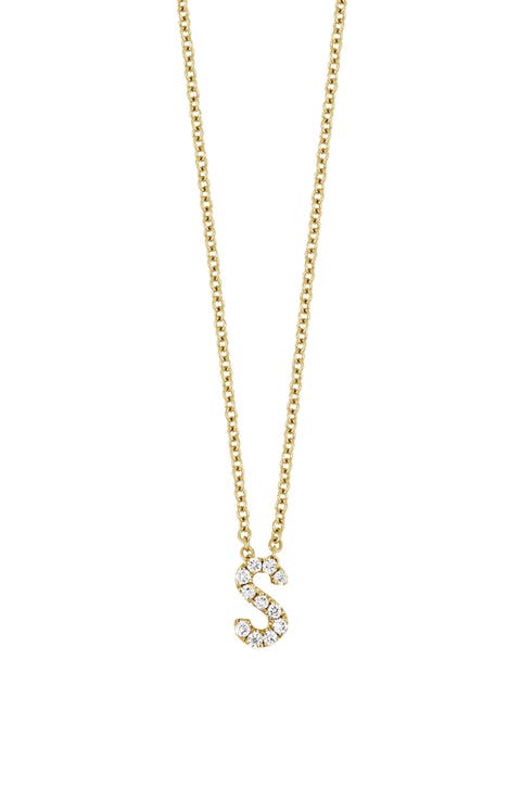 18k Gold Pavé Diamond Initial Pendant Necklace