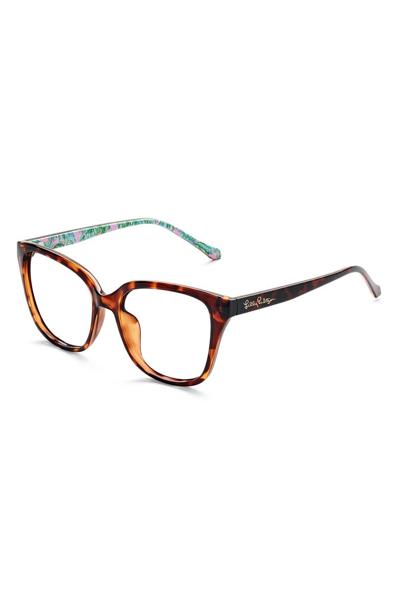 Lilly Pulitzer<sup>®</sup> Coral Cove 53mm Square Blue Light Blocking Glasses, Alternate, color,