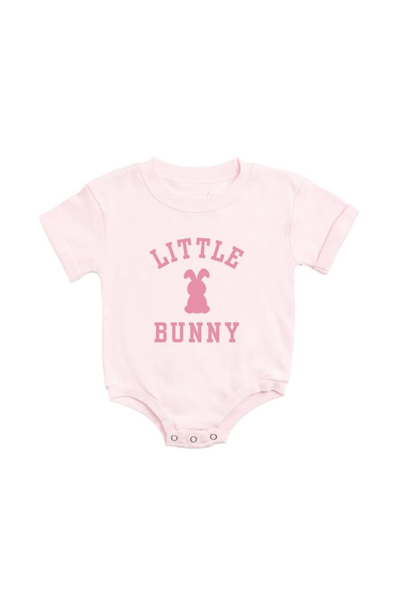 Sweet Wink Little Bunny Rose Easter Short Sleeve Romper, Main, color, Ballet Pink