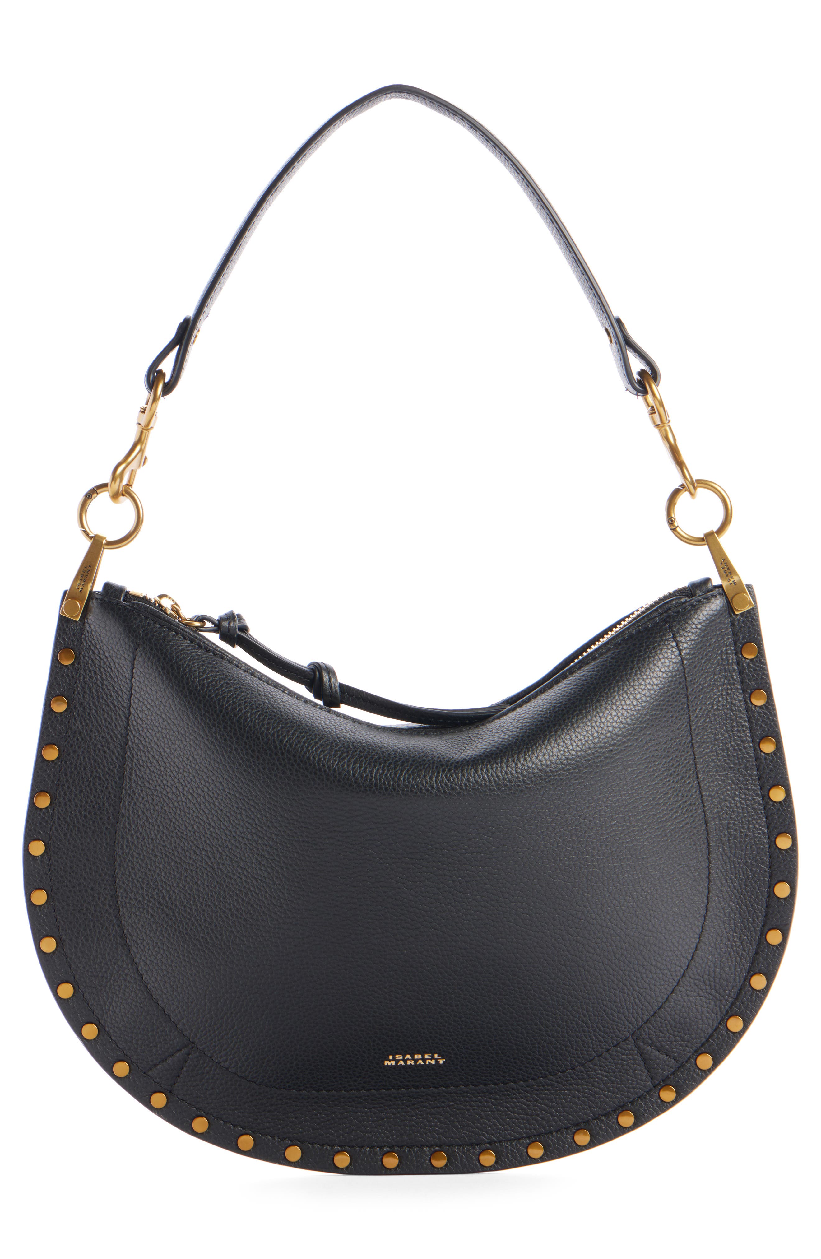 Isabel Marant Oskan Soft Zipped Leather Crossbody Bag, Alternate, color, Black