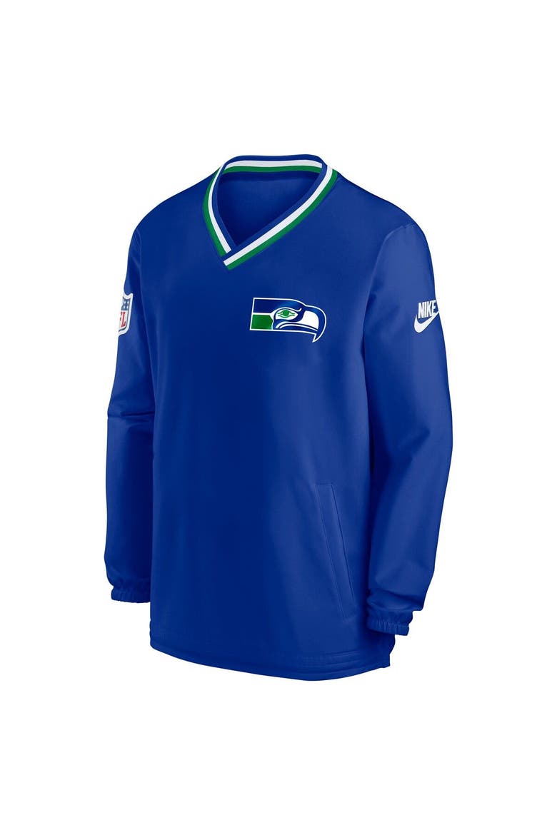 Men's Nike  Royal Seattle Seahawks Throwback V-Neck Pullover Windbreaker, Alternate, color, Royal