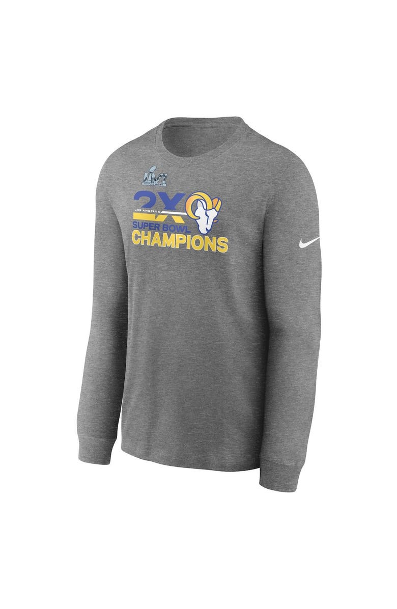 Nike Men's Nike Heathered Charcoal Los Angeles Rams 2-Time Super Bowl Champions Long Sleeve T-Shirt, Alternate, color, 