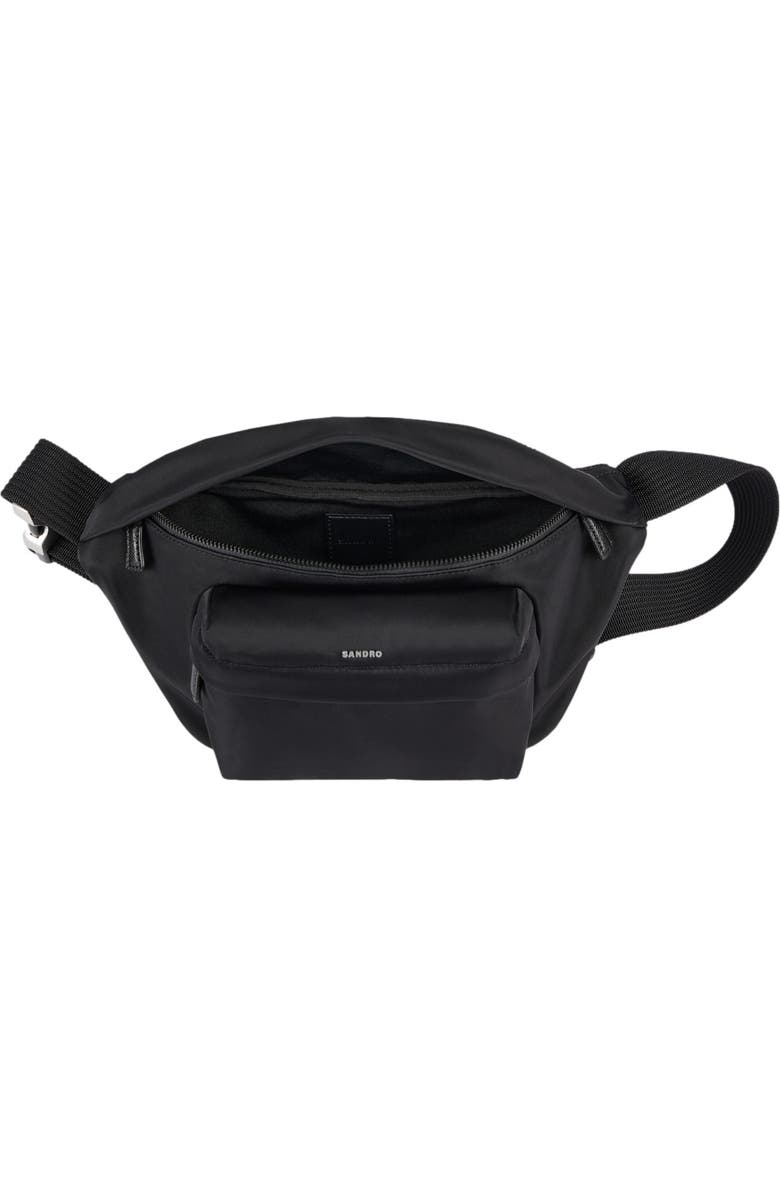 SANDRO Technical fabric shoulder bag, Alternate, color, Black