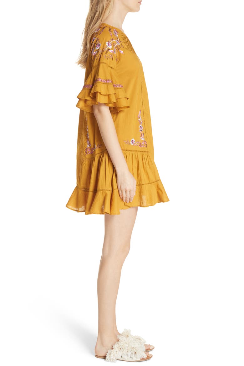 Pavlo Babydoll Dress, Alternate, color, GOLD