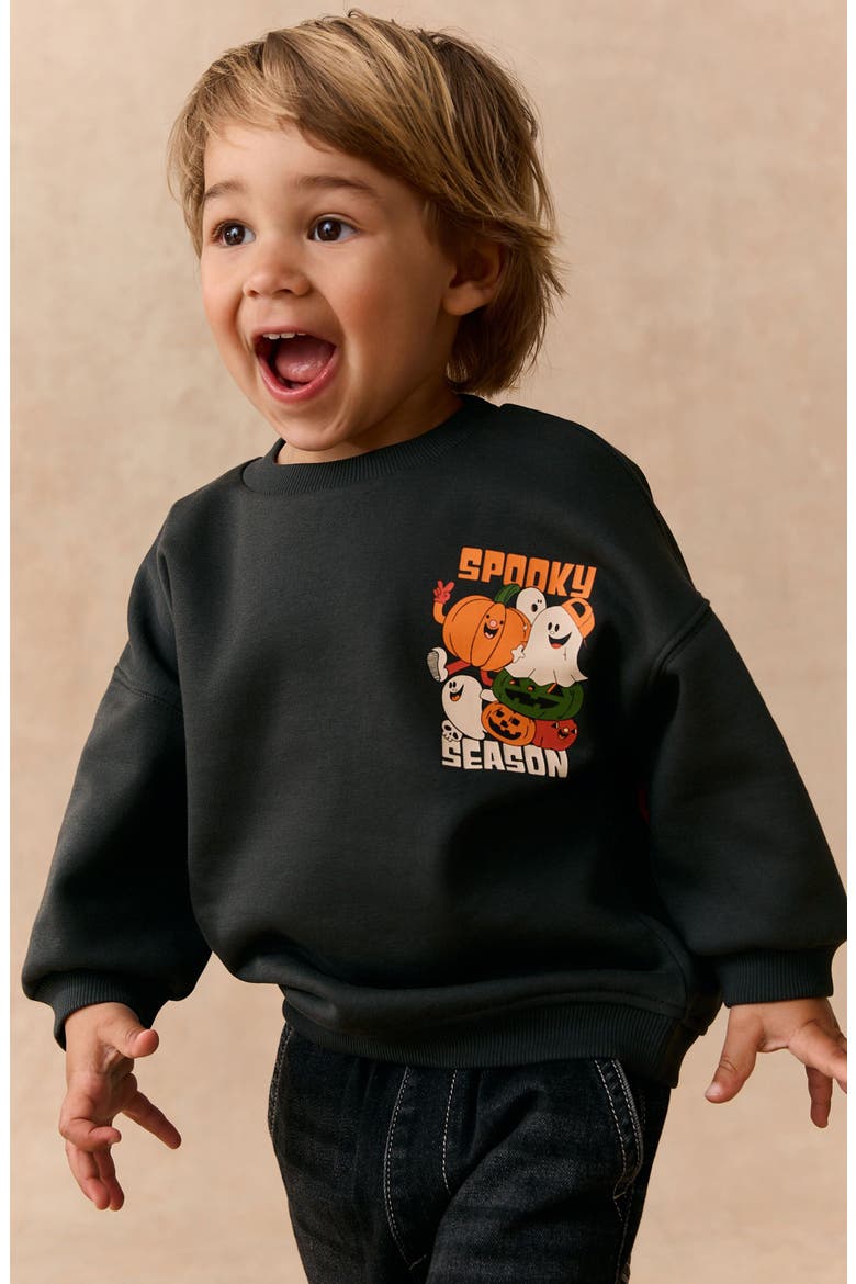 Kids' Halloween Spooky Season Crewneck Sweatshirt, Alternate, color, GREY
