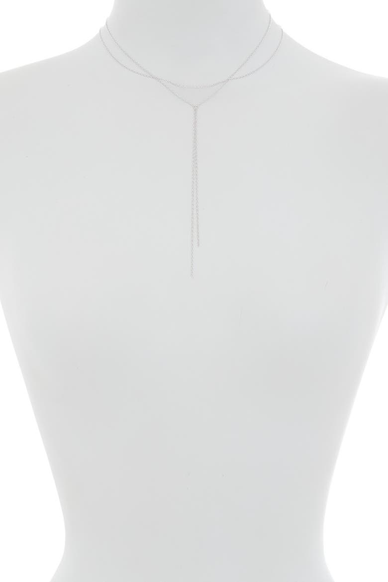 White Rhodium Plated Layered Y-Necklace, Alternate, color, SILVER