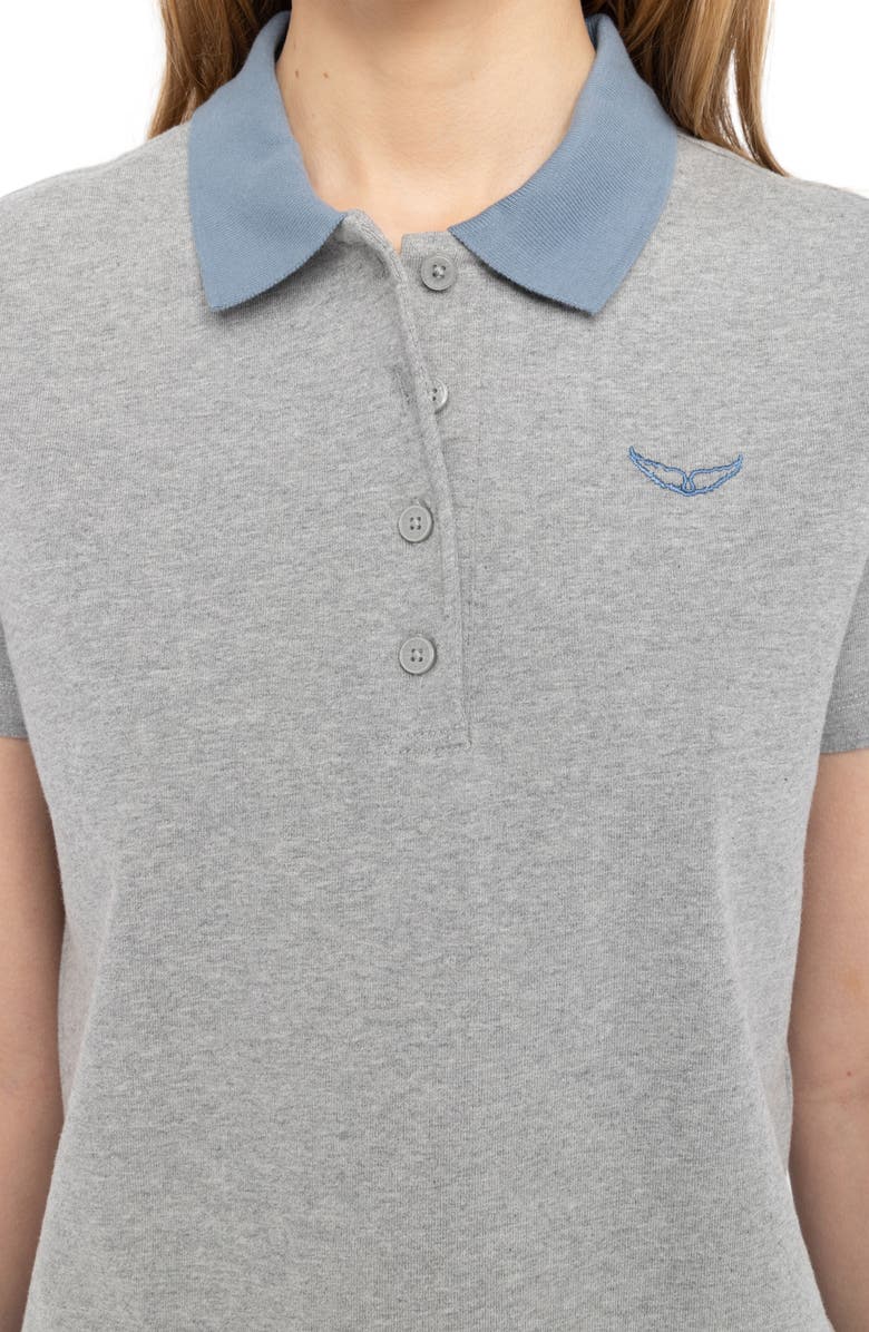 Zadig & Voltaire Mirta Crop Polo, Alternate, color, Medium Grey