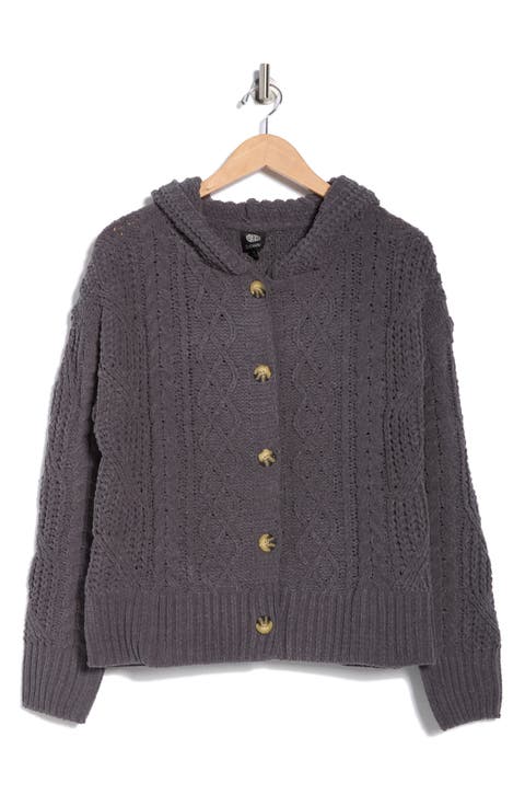 Cable Knit Hooded Cardigan