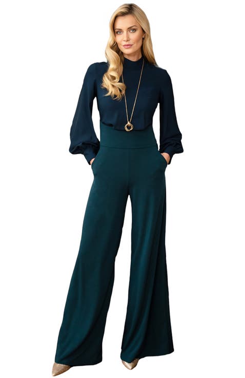 Blouson Sleeve Wide Leg Jumpsuit