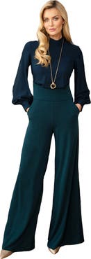 HotSquash London Clothing Blouson Sleeve Wide Leg Jumpsuit