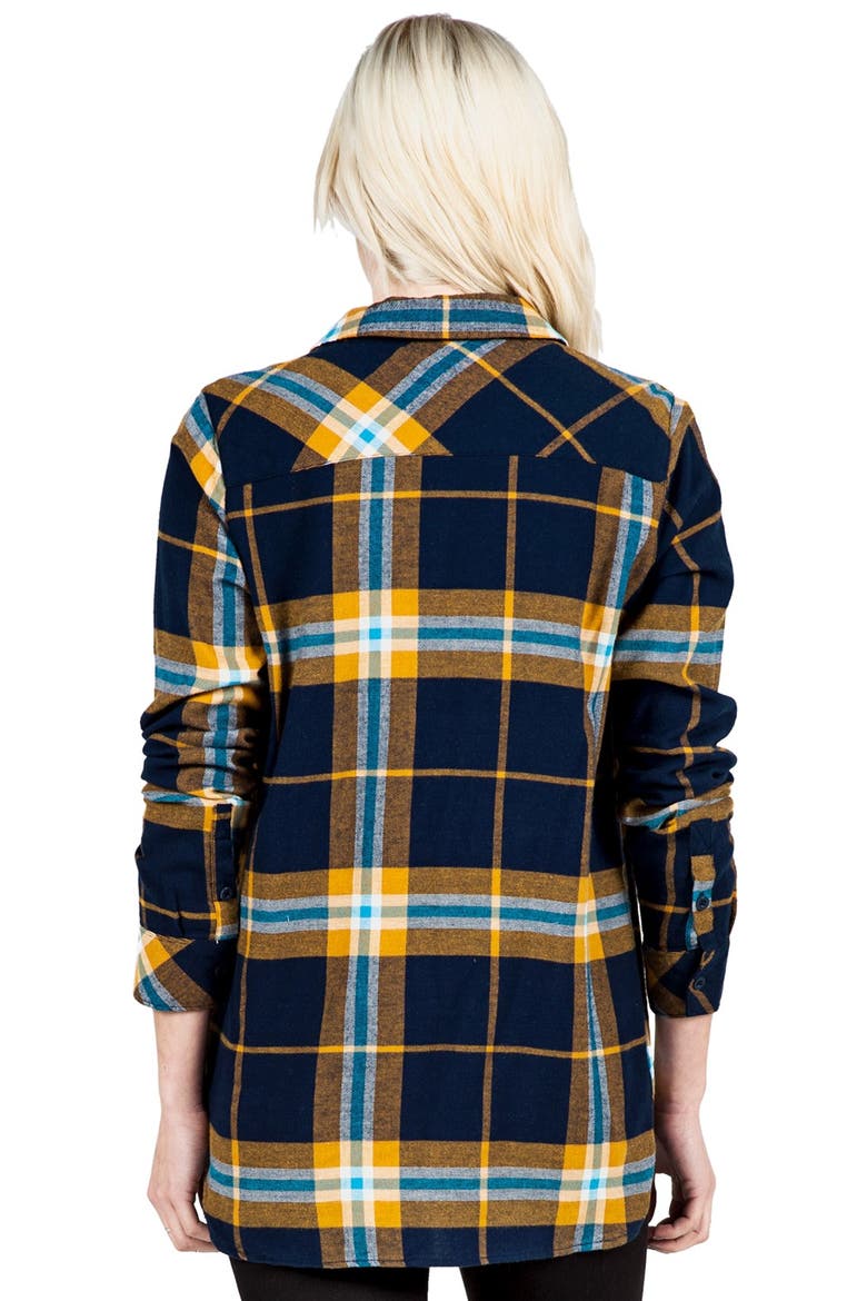 'Love Me Not' Plaid Button Front Tunic, Alternate, color, BLUE MID
