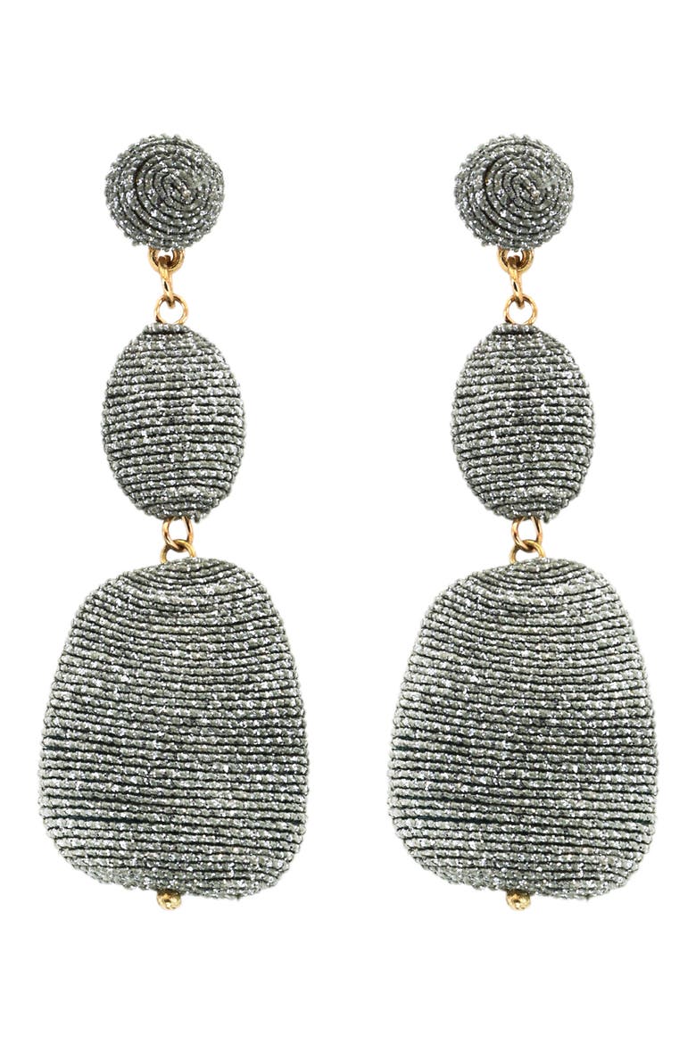 Metallic Thread Drop Earrings, Main, color, SILVER
