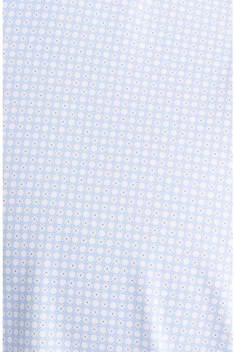 Trim Fit Floral Medallion Print Short Sleeve Performance Button-Up Shirt, Alternate, color, LIGHT BLUE