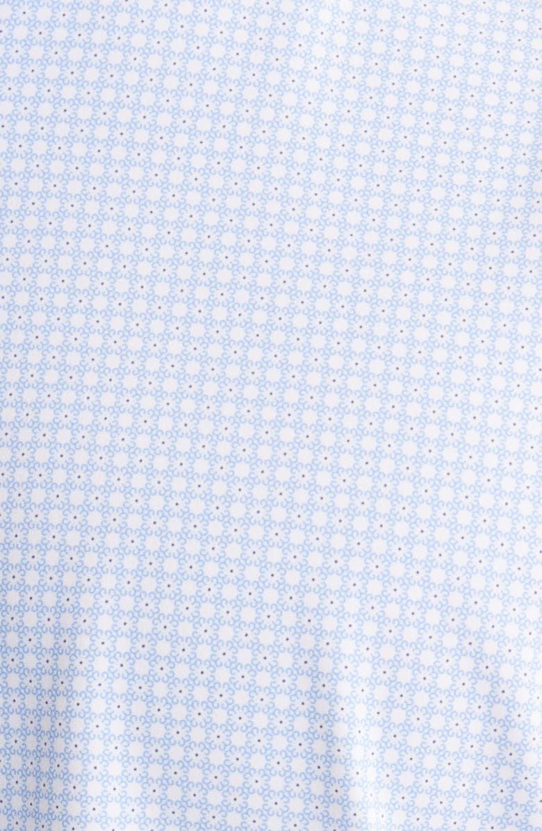 W.R.K Trim Fit Floral Medallion Print Short Sleeve Performance Button-Up Shirt, Alternate, color, Light Blue