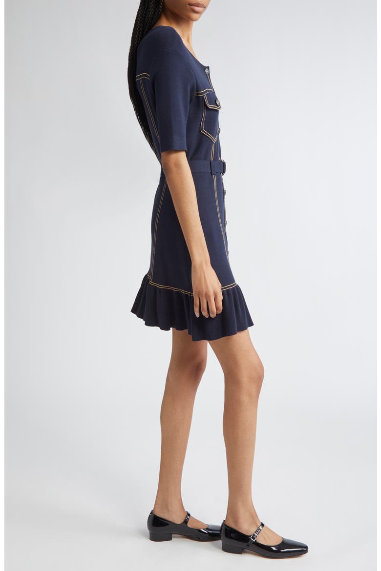 Elisha Belted Sweater Dress, Alternate, color, NAVY