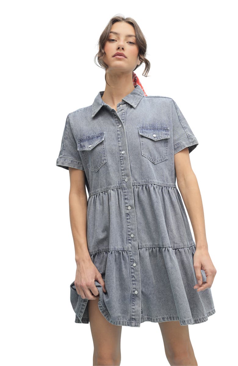 WISHLIST Tiered Babydoll Dress, Alternate, color, Denim