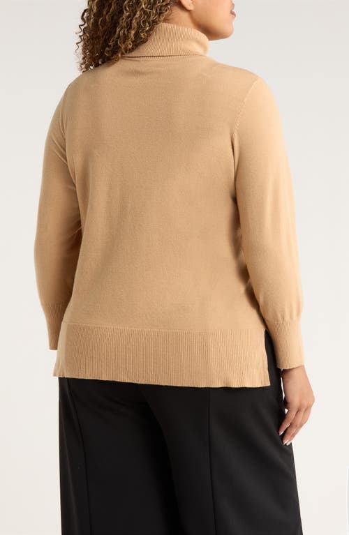 Jones New York Turtleneck Seam Front Bouclé Sweater In Nude