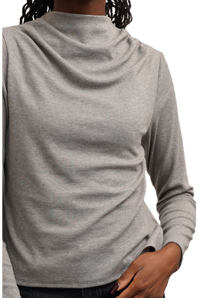Funnel Neck Long Sleeve Top, Alternate, color, GREY