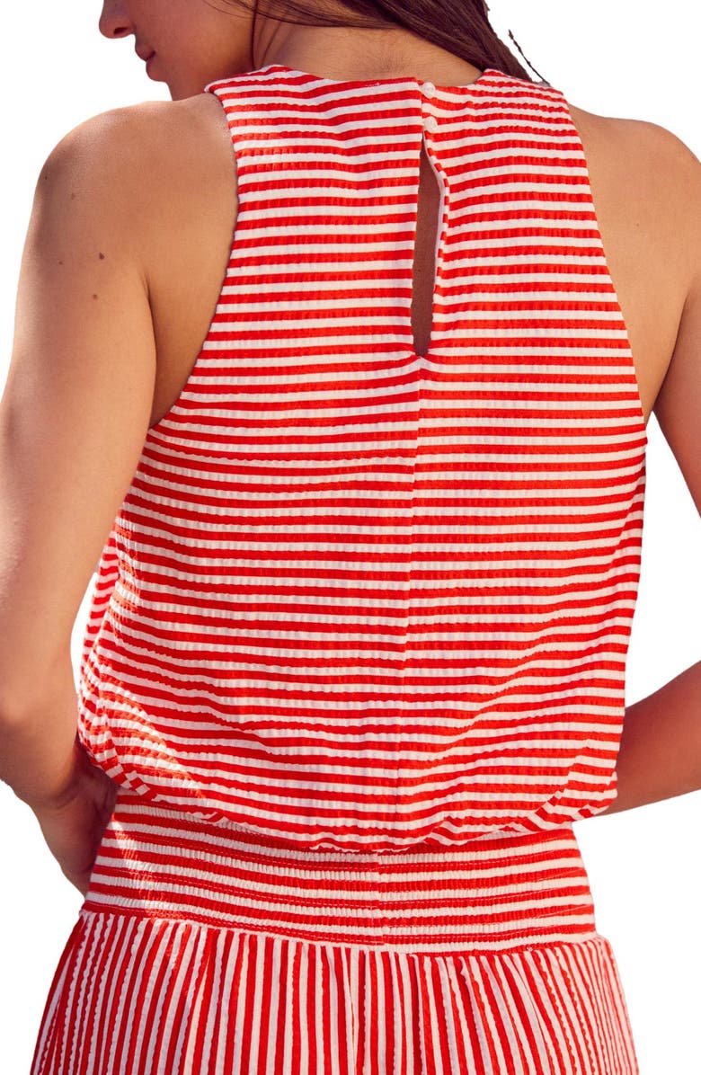 NEXT Stripe Sleeveless Bubble Hem Cotton Top, Alternate, color, Red/White Stripe