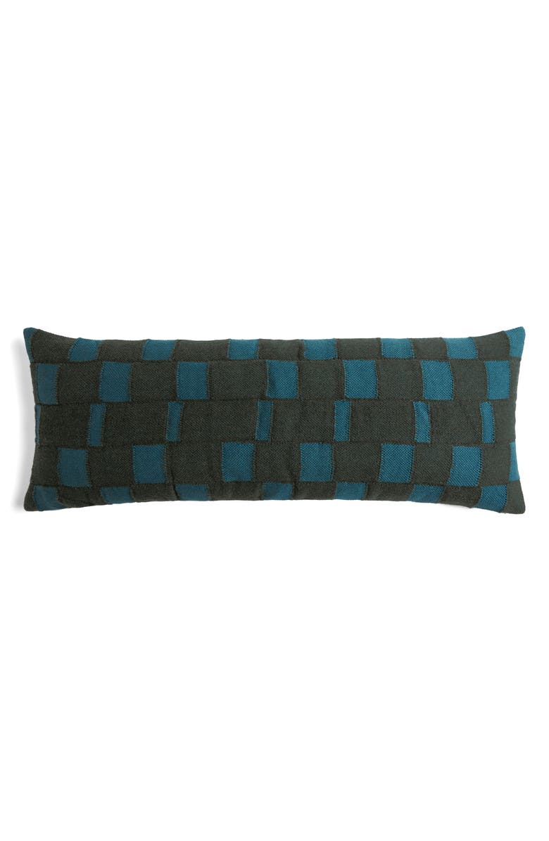 Parachute Modern Check Wool Blend Lumbar Pillow Cover, Main, color, Evergreen And Peacock