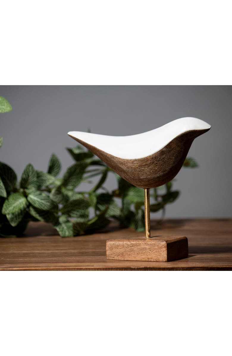 Foreside Home and Garden Multicolored Handcarved Wood Bird Figurine, Alternate, color, Brown