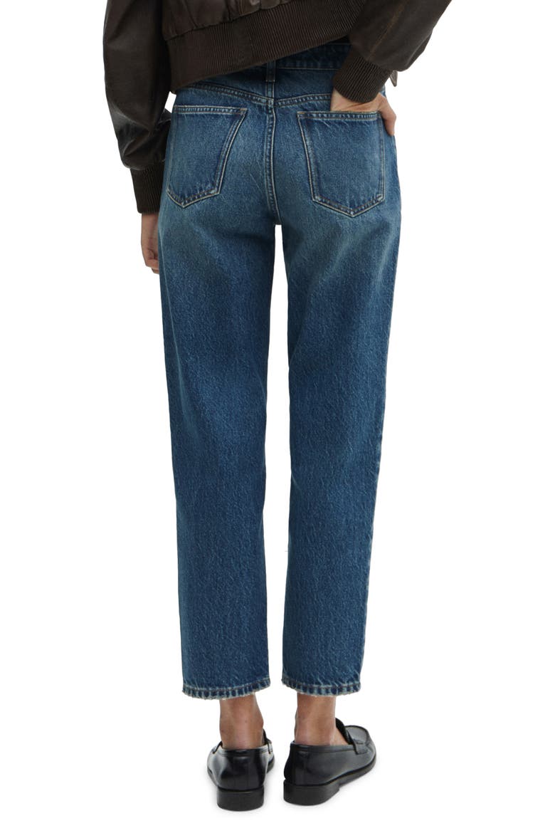 High Waist Ankle Mom Jeans, Alternate, color, DARK BLUE