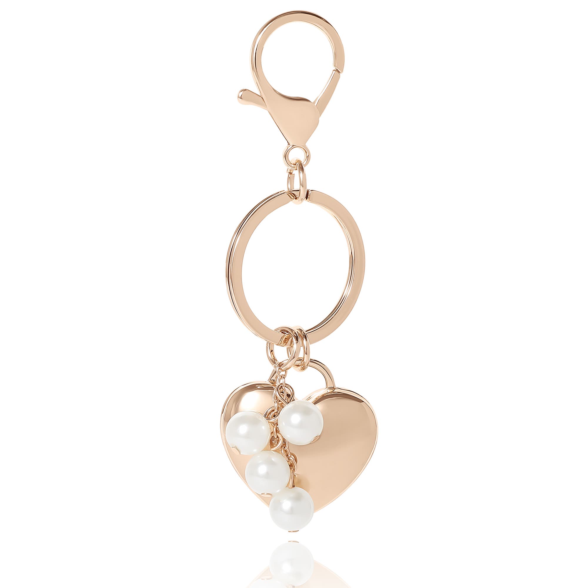Juicy Couture Gold Heart Keychain with Pearls, Alternate, color, Gold
