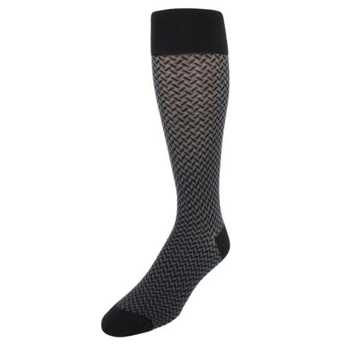 Trafalgar Benoit Herringbone Patterned Mid-calf Merino Wool Socks In Gray