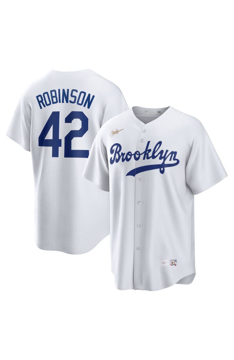 Nike Men's Nike Jackie Robinson White Brooklyn Dodgers Cooperstown Collection Jackie Robinson Day Jersey, Alternate, color, White