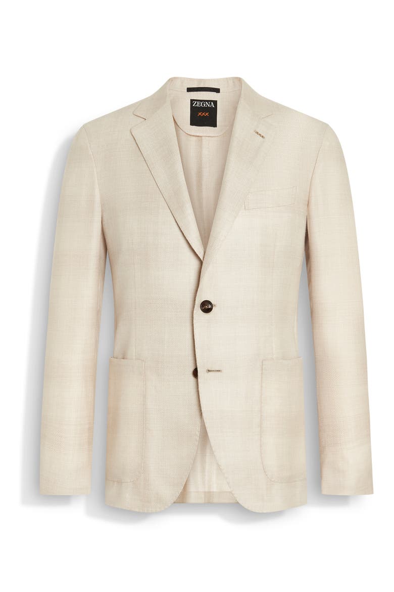 Shadow Plaid Cashmere & Silk Sport Coat, Alternate, color, NATURAL CHALK