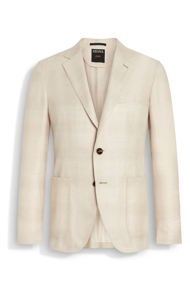ZEGNA Shadow Plaid Cashmere & Silk Sport Coat, Alternate, color, Natural Chalk